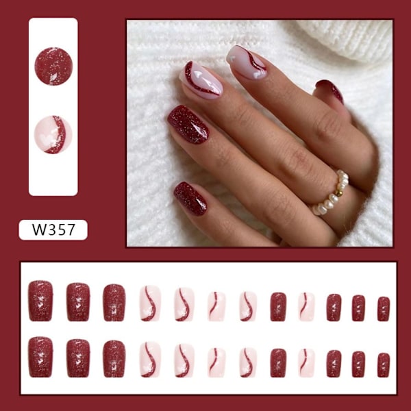 24 stk False Nails Short Square W357 W357 W357