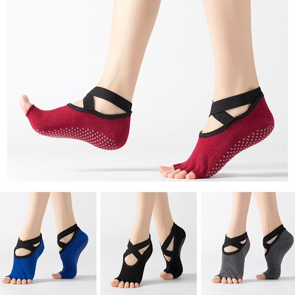 Joogasukat Five Toe Socks RED Red