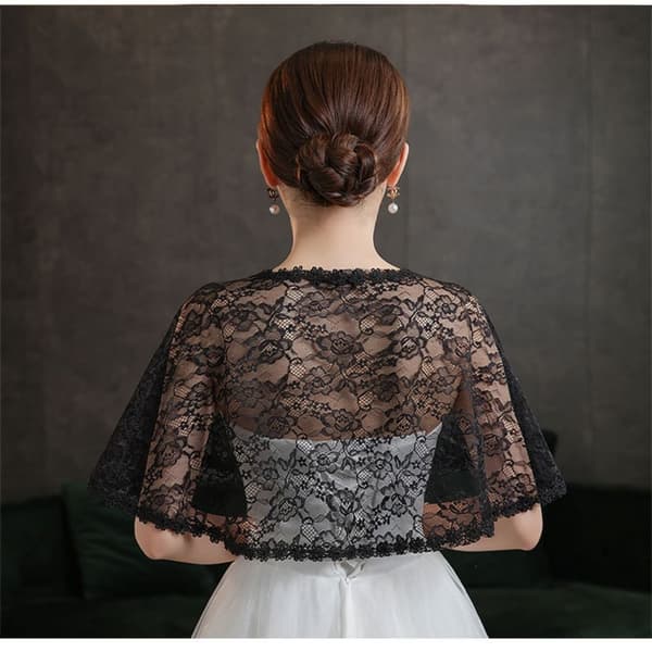 Bride Shawl Evening Prom Cape SORT black