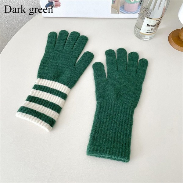 Stickade handskar Varma handskar MÖRKGRÖN dark green
