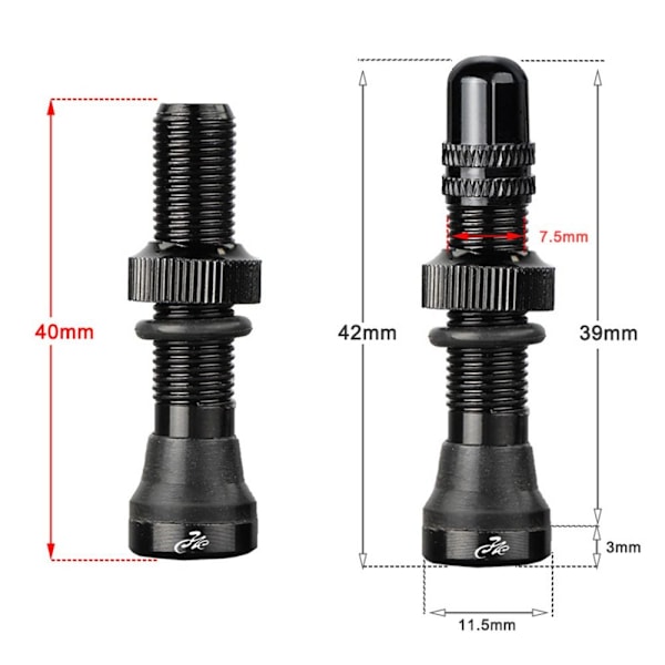 1/2 st Schrader A/V-ventiler Amerikansk ventil RÖD 40MM2ST 2ST Red 40mm2pcs-2pcs