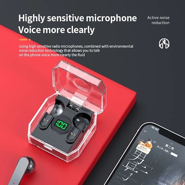 Bluetooth kuulokkeet Langattomat kuulokkeet MUSTA Black