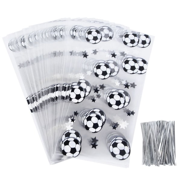 100 stk Fotballgaveposer Treat Candy Poser Cookie Bag