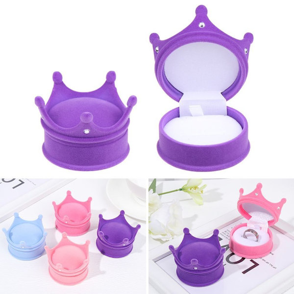 Crown Ring Smykkeskrin Smykke Organizer Opbevaring RØD Red