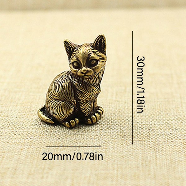 Mini Cat Statue Messing Metall Statue Dyrefigurer