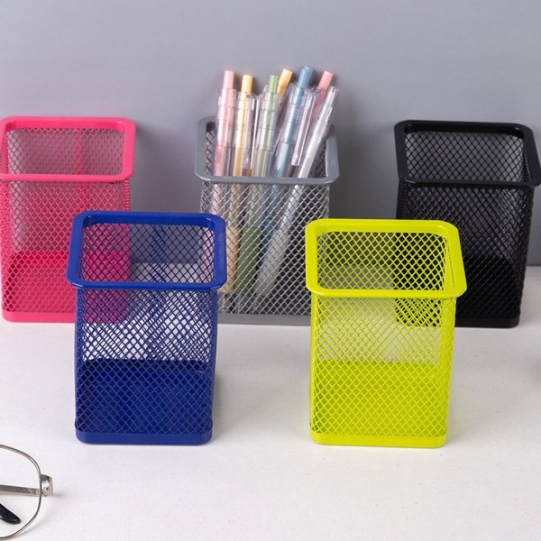 Mesh Pen Pot Penneholder GRØN FIRKANTIG FIRKANT Green Square-Square