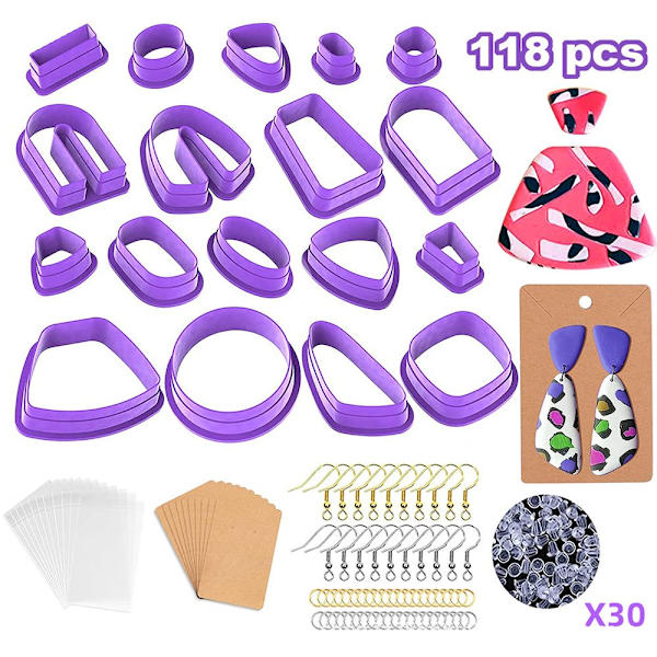 118st Polymer Clay Cutters Örhängen Cutters LILA purple