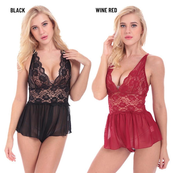 Lace Bodys Nattkläder-Underkläder WINE RED M wine red M