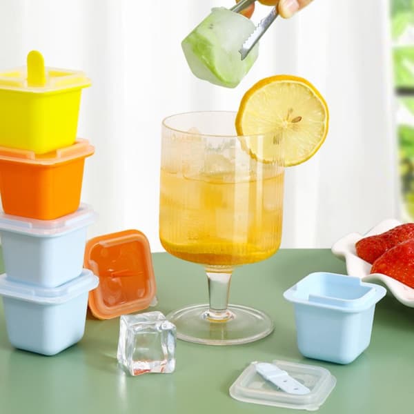 6 Stk Firkantede isterninge Forme Jelly Pudding Forme BLÅ Blue