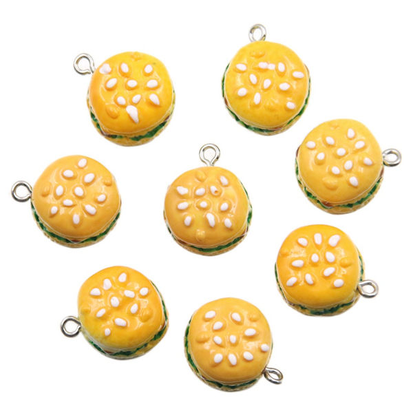 30 stk Resin Hamburger Charms 3D Fastfood Charms