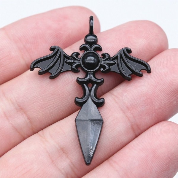 Gothic Style Angel Wing Charms Black Sword Charm Antique