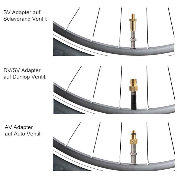 Cykel Ventil Adapter Sæt Ventil Adapter 21STK MED VENTILHÆT 21PCS with valve cap