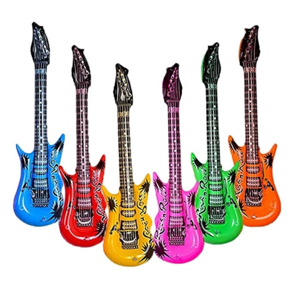 6 stk oppustelig guitar rockguitar legetøj RANDOM COLORA A Random ColorA