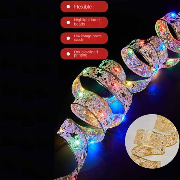 30LED LED-ljus Julband Ribbon Bows Lights GULD gold multicolour-multicolour