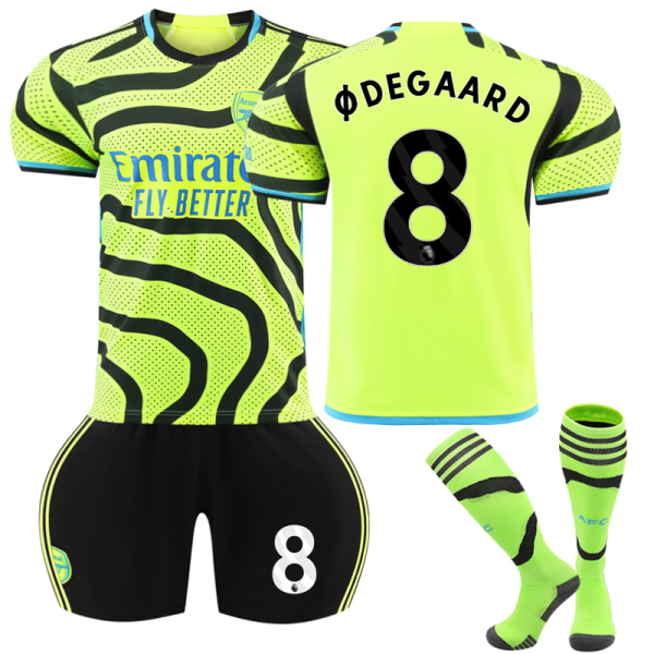 2023-2024 Arsenal Away Kids Football Kit med strumpor nr 8 Ødegaard adult XS