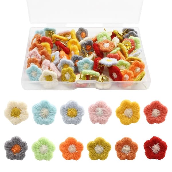 Blomster Push Pins Dekorative Thumbtacks Tegnepinner