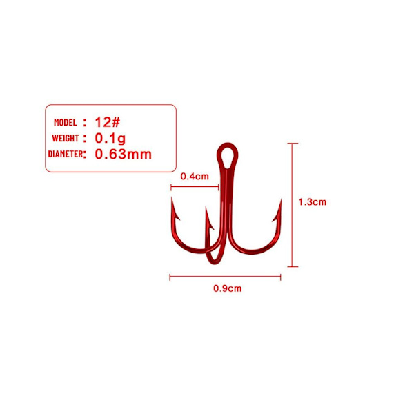 50 stk røde fiskekroge højkulstofstål 12 12 12