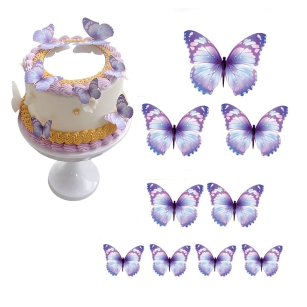 45 kpl Butterfly Cupcake Topper 3D Butterfly Cake Topper Purple