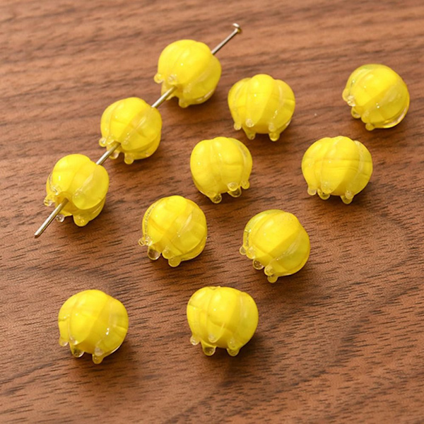 10 stk. Blomsterknopperler Bell Orchid Perler GUL 10 STK 10 STK Yellow 10Pcs-10Pcs