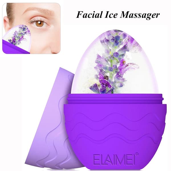 Silikon Äggformad Massage Isroller Ansiktsmassager blå