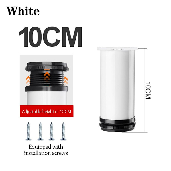 Huonekalut Pyörät Jalat VALKOINEN 10cm White 10cm