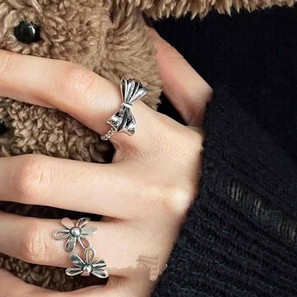 3stk Bue Knop Ringe Åbne Ringe BLOMST-3STK BLOMST-3STK Flower-3pcs