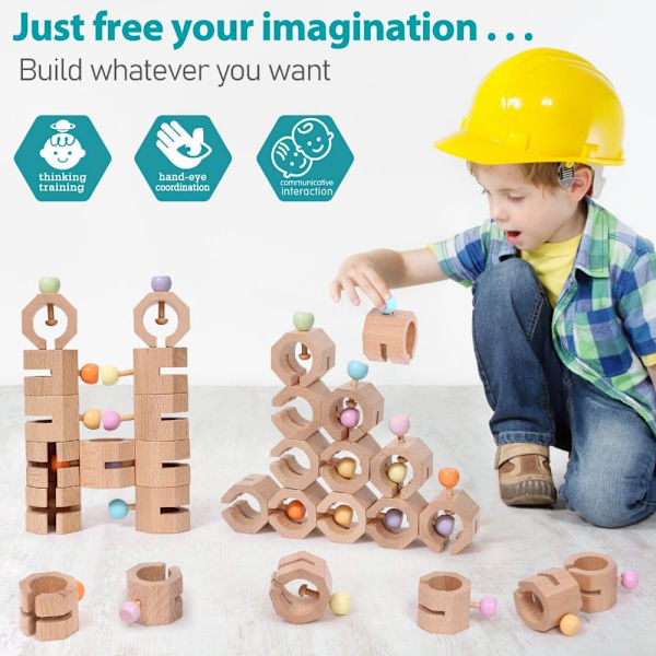 Puslespill byggeklosser Montessori Sensory Toy 2 2 2