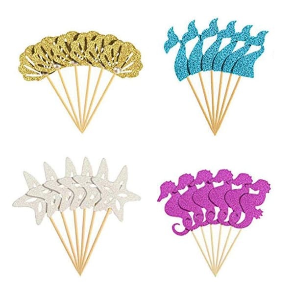 24 kpl Cupcake Topper Cake Top Flag SASHELLS SASSHELLS Seashells