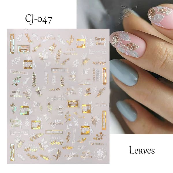Nageldekaler 3D Bronzing Blommor CJ-048 CJ-048
