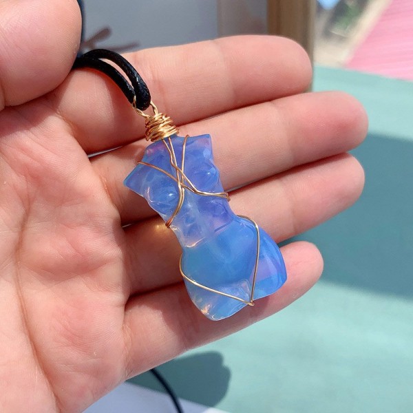 Natural Crystal kvinnors kropp modell halsband hänge grön