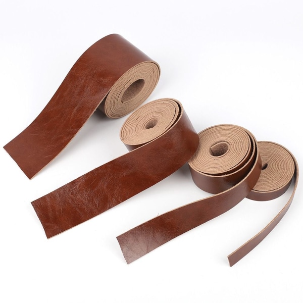 Læderrem Blank Overflade Læder Strip BRUN 5CM brown 5cm