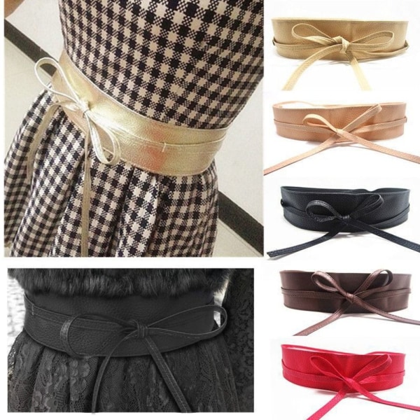 Kvinnor bälte för klänning Läder bowknot breda bälten Camel