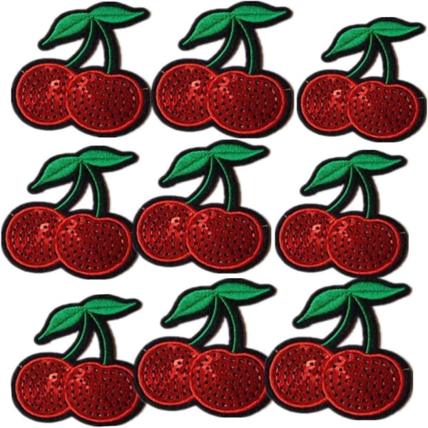 15 stykker røde kirsebærlapper Frugtlapper Tøj Stryg-på