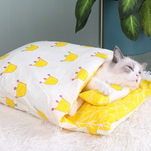 Japanilaisen kissan koiransänky kissan makuupussi KELTAINEN S yellow S