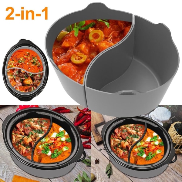 Grå Slow Cooker Liners Passar Crockpot 6-8 QT, återanvändbara Crock Pot Liners