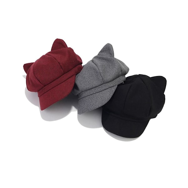 Cat's Ears Hat Beret Hat VINRØD Wine Red