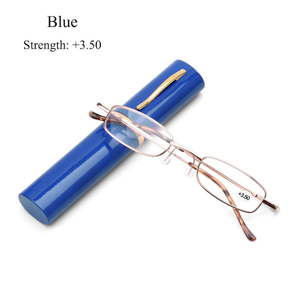 Læsebriller med Pen Tube Etui BLÅ STYRKE 3.50 blue Strength 3.50