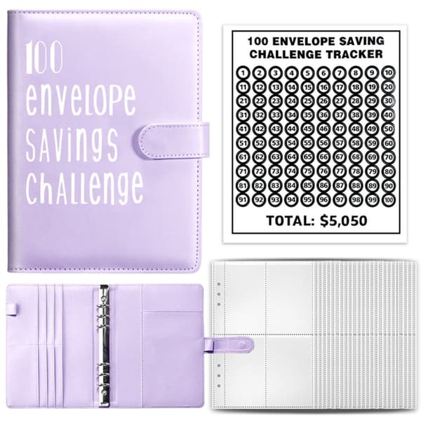 100 Days Envelope Challenge Pärmsparbok LILA purple