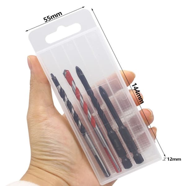 4ST Kakelborrspets Set Keramisk Twist Drill Bits Glas Punch