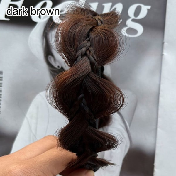 Fläta Huvudbåge Fiskbensflätor MÖRKBRUN dark brown