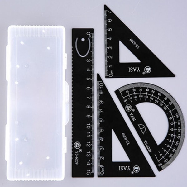 4 kpl/ set Piirustustyökalut Math Geometry Tool MUSTA black