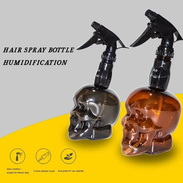 Skull Shape Tyhjä Spray Pullo Kampaamo Suihkepullo MUSTA Black