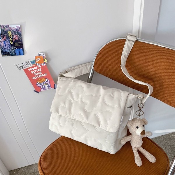 Skuldertasker Indkøbstaske HVID MED HANDSÆNG MED HANDLÆG White With pendant-With pendant