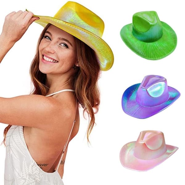 Iriserende Cowboyhatt Jazzhatt HVIT white