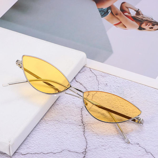 Cat Eye Metal Solglasögon Designer Solglasögon GULD-BRUN Gold-Brown