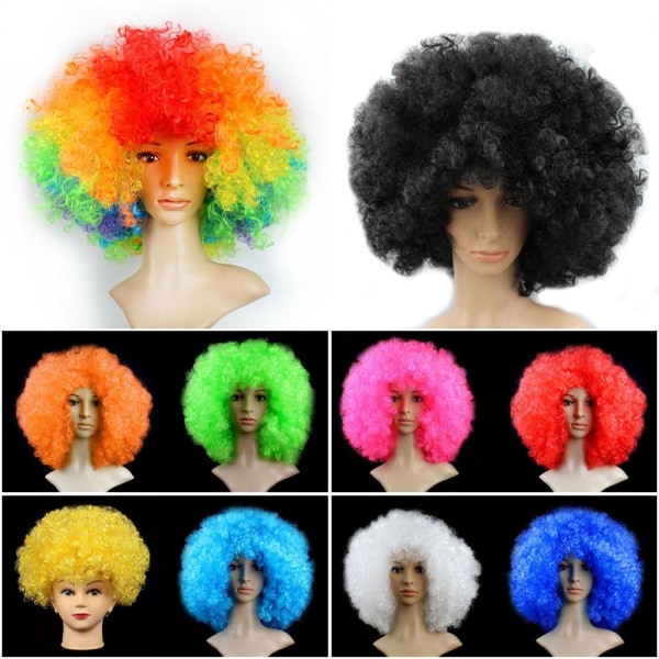 Svart afro lockigt peruk Färgglada peruker MULTICOLOR multicolor
