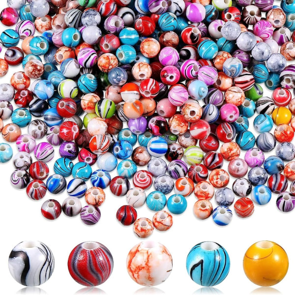 500 stk. Akrylperler Runde løse perler Farvning Bulk perle
