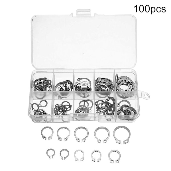 100 STK Låsring Sæt E-type Cir Clip Lås Snap Ring 100pcs