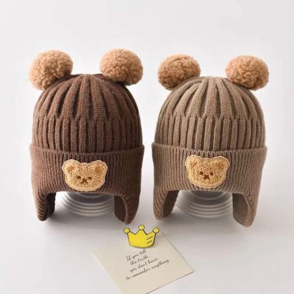 Baby cap Stickad mössa för barn LIGHT KHAKI light khaki