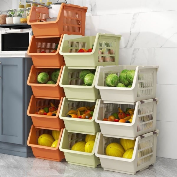 Frugt Opbevaringskurv Køkken Stablekurv ORANGE Orange